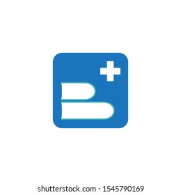 Logo Design with Books and Plus Symbol for Education or Other Business