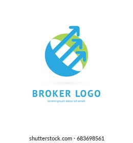 Logo design broker vector template. Illustration design of logotype bidding business symbol. Arrow pictogram.