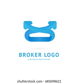 Logo design broker vector template. Illustration design of logotype bidding business symbol. Arrow pictogram.