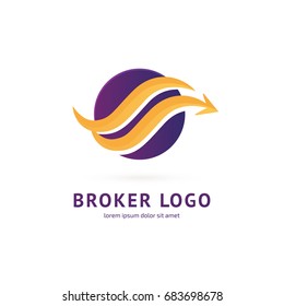 Logo design broker vector template. Illustration design of logotype bidding business symbol. Arrow pictogram.