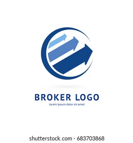 Logo design broker vector template. Illustration design of logotype bidding business symbol. Arrow pictogram.