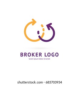 Logo design broker vector template. Illustration design of logotype bidding business symbol. Arrow pictogram.