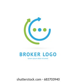 Logo design broker vector template. Illustration design of logotype bidding business symbol. Arrow pictogram.