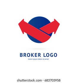Logo design broker vector template. Illustration design of logotype bidding business symbol. Arrow pictogram.