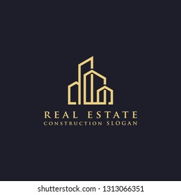 Real Estate Line Art Logo Stock Vector (Royalty Free) 1849455220 ...