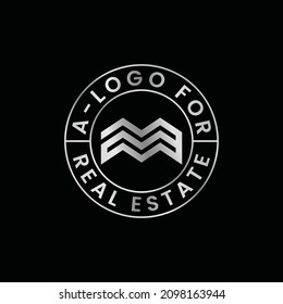 Ein Logo-Design mit Bauform. Einfache und vermittelnde Informationen über Immobilien oder Gebäude.
