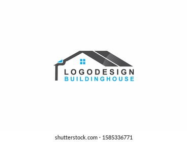 Logo design building house vector icon symbol design with black and blue color concept