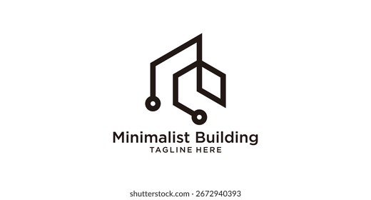 logo design building and tech,circuit,technology modern,real estate,construction,design modern creative.