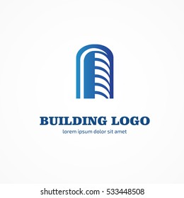 Logo design building vector template flat simple skyscraper, business center, hotel