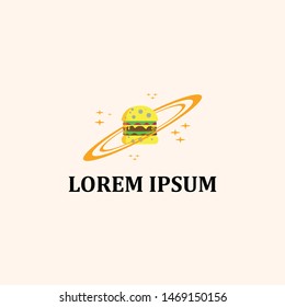 Logo Design Burger Planets, Concept Symbol Planets And Burger