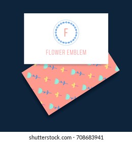 Logo design and business card template in trendy hipster style. Element for floral shops,cosmetics packaging, beauty and spa studios.