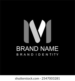 Logo design by forming the letter M elegant black and white monochrome without color gradation