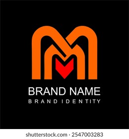 Logo design by forming the letter M elegant black and white monochrome without color gradation