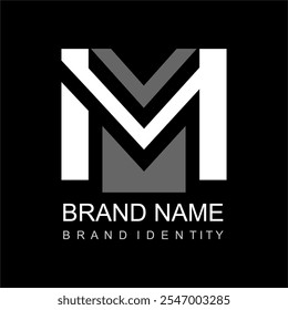 Logo design by forming the letter M elegant black and white monochrome without color gradation