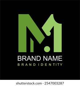 Logo design by forming the letter M elegant black and white monochrome without color gradation