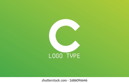 Diseño del logotipo C Alfabeto sobre fondo degradado verde y amarillo claro 