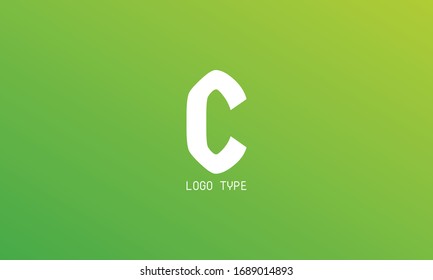Logo-Design C Alphabet auf grünem und hellgelbem Hintergrund