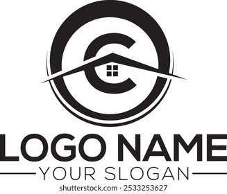 Diseño del logotipo de C CC en Vector para la construcción, el hogar, los bienes raíces, el edificio, la propiedad. Icono del logotipo de Premium Business Home. Color blanco sobre fondo