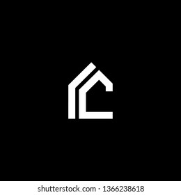 Logo design of C RC CR in vector for construction, home, real estate, building, property. Minimal awesome trendy professional logo design template on black background.