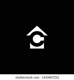 Logo design of C in vector for construction, home, real estate, building, property. Minimal awesome trendy professional logo design template on black background.