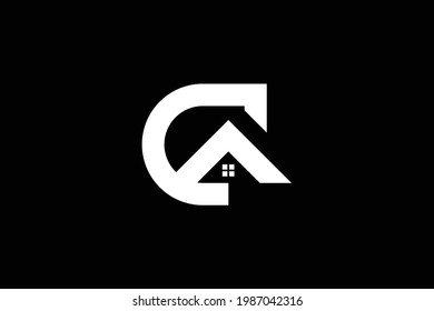 Logo design of C in vector for construction, home, real estate, building, property. Minimal awesome trendy professional logo design template on black background.