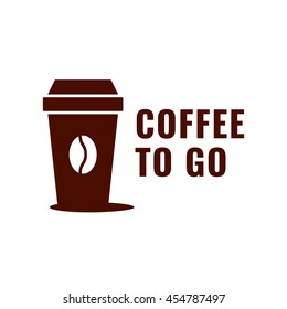 Logo design for cafe, coffee to go. Vector flat icon, symbol, mark on white background. 