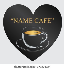 logo design cafe or icon with a cup of coffee and heart