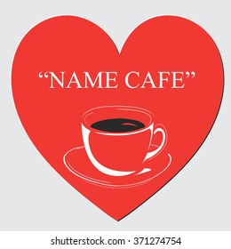 logo design cafe or icon with a cup of coffee and heart