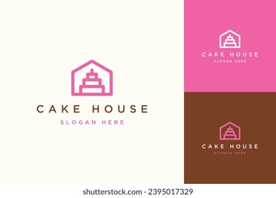 logo design of a cake house, or a house with a cake