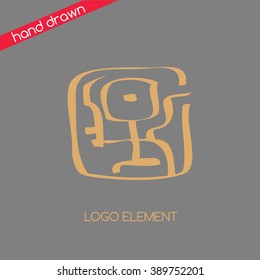 Logo design. Calligraphy Asian-style logo. hand-drawn element of the logo. Sketch logo for creative agencies, art schools, art contest, art store.