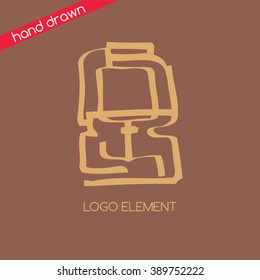 Logo design. Calligraphy Asian-style logo. hand-drawn element of the logo. Sketch logo for creative agencies, art schools, art contest, art store.