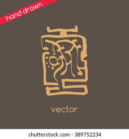 Logo design. Calligraphy Asian-style logo. hand-drawn element of the logo. Sketch logo for creative agencies, art schools, art contest, art store.