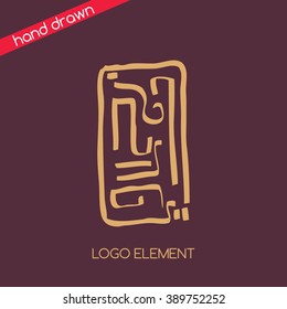 Logo design. Calligraphy Asian-style logo. hand-drawn element of the logo. Sketch logo for creative agencies, art schools, art contest, art store.