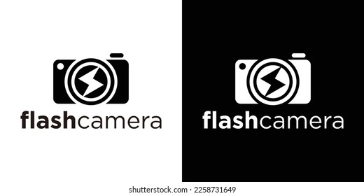 logo design camera and flash energy simple vector illustration