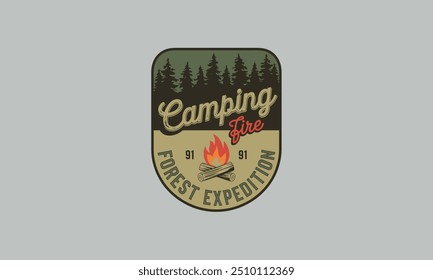 logo design of a camping fire vector flat design