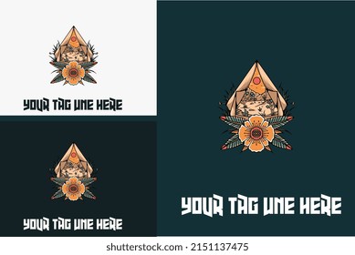 diseño del logotipo de la ilustración del camping vectorial