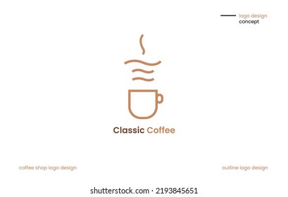 diseño de logotipo o puede utilizarse para ilustraciones en una cafetería. diseño de logotipo sencillo con la ilustración de una taza de café.