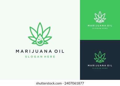 logo design cannabis extract or cannabis leaf with oil liquid drops