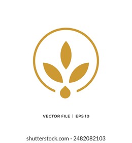 Logo design of cannabis flower and CBD liquid drop
