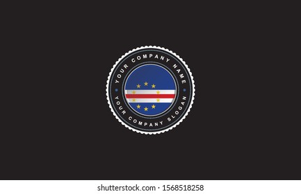logo design with Cape Verde flag concept in circle. Blue Badge Vintage and premium