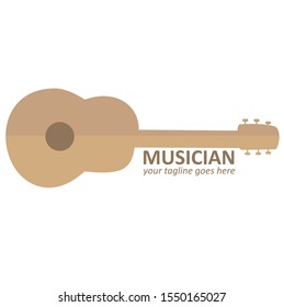 logo design of cartoon guitar vector illustration