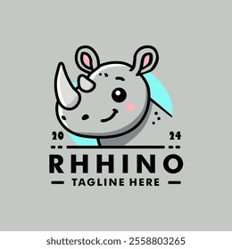 Logo Design Cartoon Icon Rhinoceros for branding