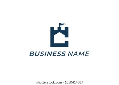 castillo de diseño de logotipo y letra c