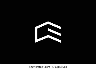 Logo design of CE EC in vector for construction, home, real estate, building, property. Minimal awesome trendy professional logo design template on black background.