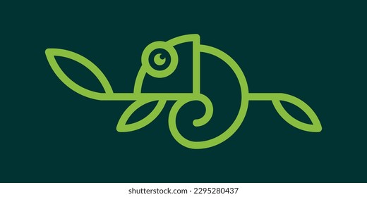 logo design chameleon line icon vector illustration