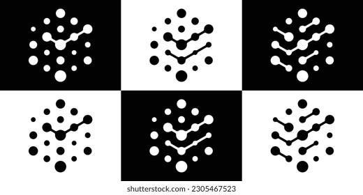 comprobación de diseño de logotipo y ilustración de icono de la tecnología de puntos