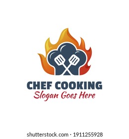 logo design of chef cooking for restaurant food symbol icon illustration