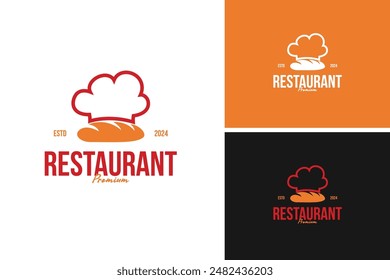 A logo design of chef hat with a loaf of bread, ideal for a bakery or artisanal bread maker. Vector illustration template idea