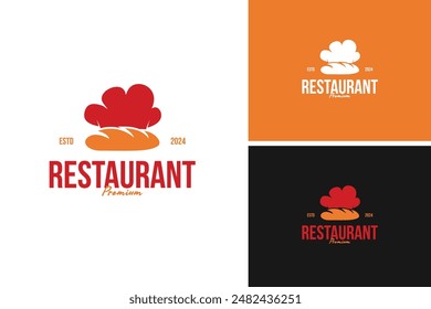 A logo design of chef hat with a loaf of bread, ideal for a bakery or artisanal bread maker. Vector illustration template idea