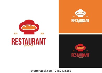 A logo design of chef hat with a loaf of bread, ideal for a bakery or artisanal bread maker. Vector illustration template idea